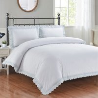 Elise Polycotton Fabric Duvet Cover Set Bedding with Pillowcase (White) - White / King - thumbnail 1