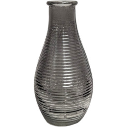 Grey Bottle Bud Vase - Ribbed Finish - thumbnail 2