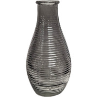 Grey Bottle Bud Vase - Ribbed Finish - thumbnail 1