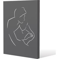 Drawing of a couple in one line Canvas Print - Grey / 91cm - image 1