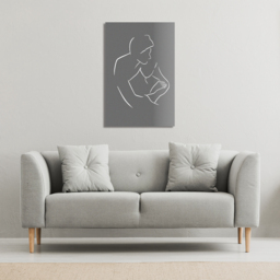 Drawing of a couple in one line Canvas Print - Grey / 91cm - thumbnail 2