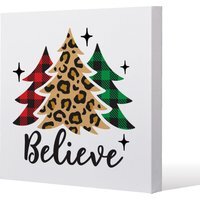 Christmas Trees With Leopard Print Gallery Canvas - Brown / 101cm