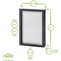 "3D Shadow Box Frames with A5 Mount - A4 (8"" x 12"") - White - Pack of 2 - Black" - thumbnail 4