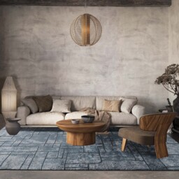 Belgravia Living Room Area Rug Metallic Sheen Contemporary Modern Cobble Design - Navy / 170cm - thumbnail 3