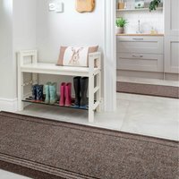 Cut To Measure Non Slip Hard Wearing Kitchen Utility Runner Rug - Brown / 213cm - image 1