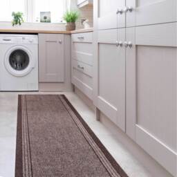 Cut To Measure Non Slip Hard Wearing Kitchen Utility Runner Rug - Brown / 213cm - thumbnail 2