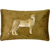 Cheetah Forest Velvet Cushion - Gold / 80 Polyester 20 Feather - thumbnail 1