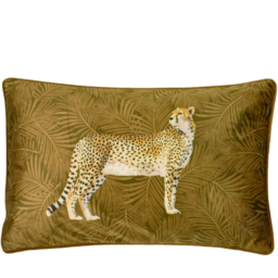 Cheetah Forest Velvet Cushion - Gold / 80 Polyester 20 Feather - thumbnail 2