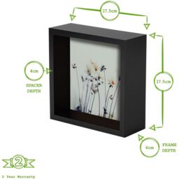 "6x6"" 3D Deep Box Photo Frame - Black" - thumbnail 4