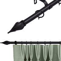 16-19 mm Extendable Metal Curtain Pole Rods Voile Easy Fitting - Black / 210 - 360 cm - thumbnail 1