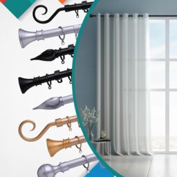 16-19 mm Extendable Metal Curtain Pole Rods Voile Easy Fitting - Black / 210 - 360 cm - thumbnail 4