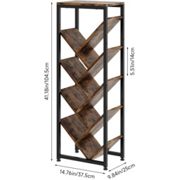 9-Tier Floor Standing Tree Bookshelf Storage Rack - Dark Wood - thumbnail 2