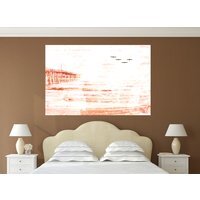 'Gold Pier' Graphic Art Wrapped on Canvas - Pink / 152cm - image 1