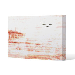 'Gold Pier' Graphic Art Wrapped on Canvas - Pink / 152cm - thumbnail 2