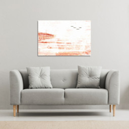 'Gold Pier' Graphic Art Wrapped on Canvas - Pink / 152cm - thumbnail 3