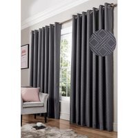 Amond Eyelet Ring Top Curtains - Charcoal / 167cm / 137cm