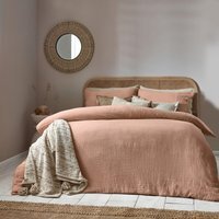 Lark Muslin Cotton Duvet Cover Set - Pink Clay / Single - thumbnail 1