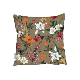 Beautiful Vintage Floral Pattern Outdoor Cushion - Brown / 60cm - thumbnail 2