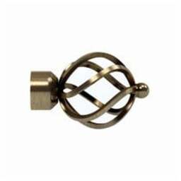 28mm Fixed Length Metal Eyelet Curtain Pole Set - Cage Finial - Antique Brass / 140cm - thumbnail 3