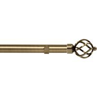 28mm Fixed Length Metal Eyelet Curtain Pole Set - Cage Finial - Antique Brass / 140cm - thumbnail 1