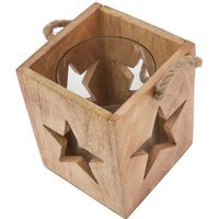 Rustic Star Tealight Candle Holder For Cozy Ambiance - Brown / 16cm