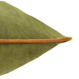 Meridian Velvet Piped Cushion - Olive-Ginger / 45cm / Polyester - thumbnail 2