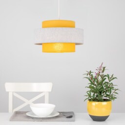 Mustard And Grey Herringbone Modern Ceiling Pendant Light Shade - Yellow - thumbnail 5