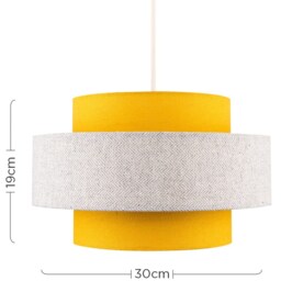 Mustard And Grey Herringbone Modern Ceiling Pendant Light Shade - Yellow - thumbnail 3