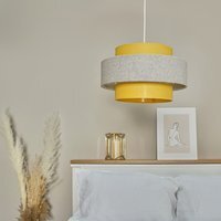 Mustard And Grey Herringbone Modern Ceiling Pendant Light Shade - Yellow - thumbnail 1