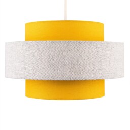Mustard And Grey Herringbone Modern Ceiling Pendant Light Shade - Yellow - thumbnail 4