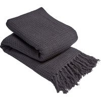 Lisbon Pure Cotton Honeycomb Throw - Grey / 178cm / 254cm