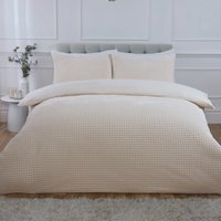 Luxury Waffle Teddy Polyester Fleece Duvet Cover Set with Pillowcase - Natural / Single