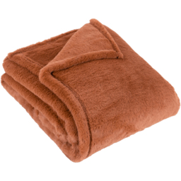 Kallu Double-Sided Faux-Fur Throw - Rust / 200cm - thumbnail 2
