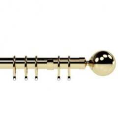 28mm Nikola Bright Brass Ball End Metal Curtain Pole Set - Bright Brass / 250cm - thumbnail 2