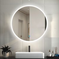 Dimmable Circle Bathroom Mirror with 3 Colours Lights - White / 80cm