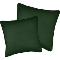 Pair of Soft Velvet Cushion Covers - Cases Only - Green / 43cm