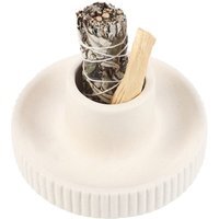 Ribbed Ceramic Smudge Bowl For Sage And Incense - Cream