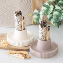 Ribbed Ceramic Smudge Bowl For Sage And Incense - Cream - thumbnail 5