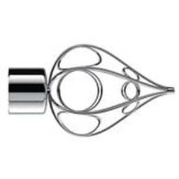 28mm Fixed Length Metal Eyelet Curtain Pole Set - Divine Finial - Chrome / 290cm - thumbnail 3