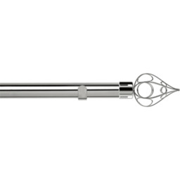 28mm Fixed Length Metal Eyelet Curtain Pole Set - Divine Finial - Chrome / 290cm - thumbnail 2