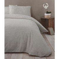 Teddy Fleece Polyester Duvet Set With Pillowcase - Silver / King