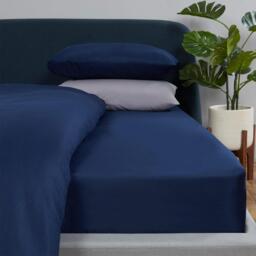 Plain Fitted Bed Sheet - Navy / PolyesterThermoplastic / Single - thumbnail 2