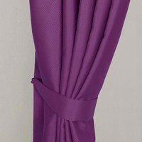 Herringbone Chevron Curtain Tie Back Pair - Aubergine - thumbnail 1