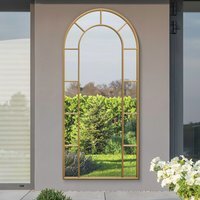 Arcus Window Framed Arch Leaner Garden Wall Mirror - Gold / 190cm - thumbnail 1