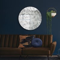 Vetus Round Circular Antiqued Wall Mirror - Silver / 100cm - image 1