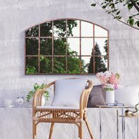 MirrorOutlet Kirkby Metal Arch Decorative Window Garden Mirror - Bronze