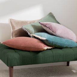 Tilly Velvet Cushion 30 x 50cm - Duck Egg Blue/Pumice / Feather - thumbnail 4