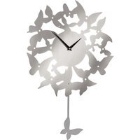 Kiki Butterflies Stainless Steel Wall Clock - Silver