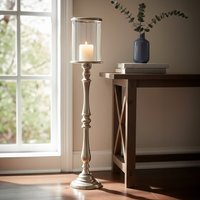 Kensington Townhouse Large Nickel Candle Holder - Silver