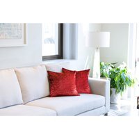Crushed Velvet Cushion Cover - Red / 43cm